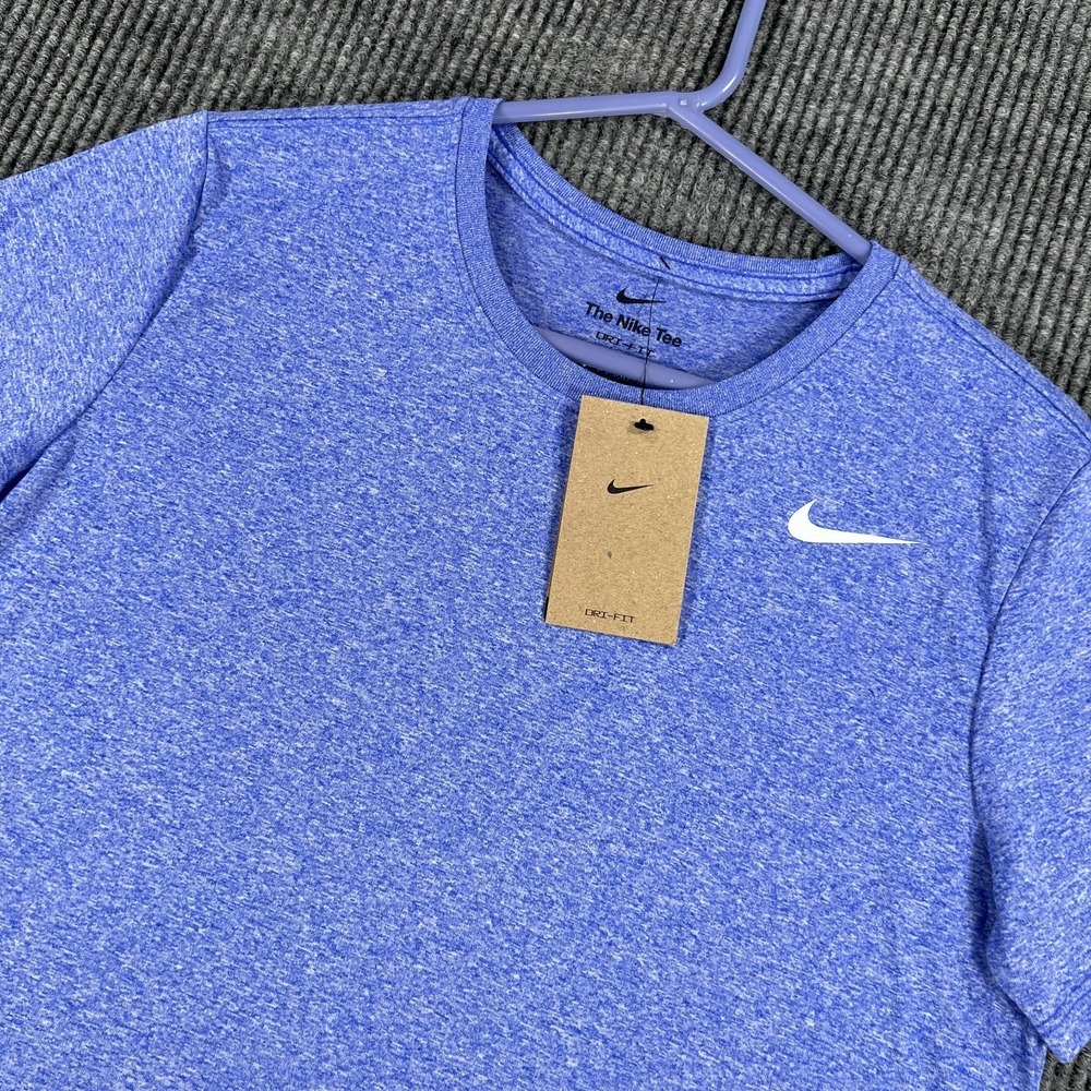 Nike Shirt Womens Medium Blue Purple Short Sleeve Casual Workout Run Lift New